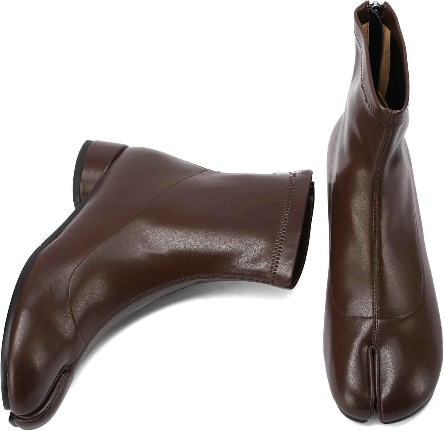 Tabi Boots Split Toe Ankle Boots for Women Japanese Ninja Shoes Low Heel Block Heels Booties Artificial Leather Boots