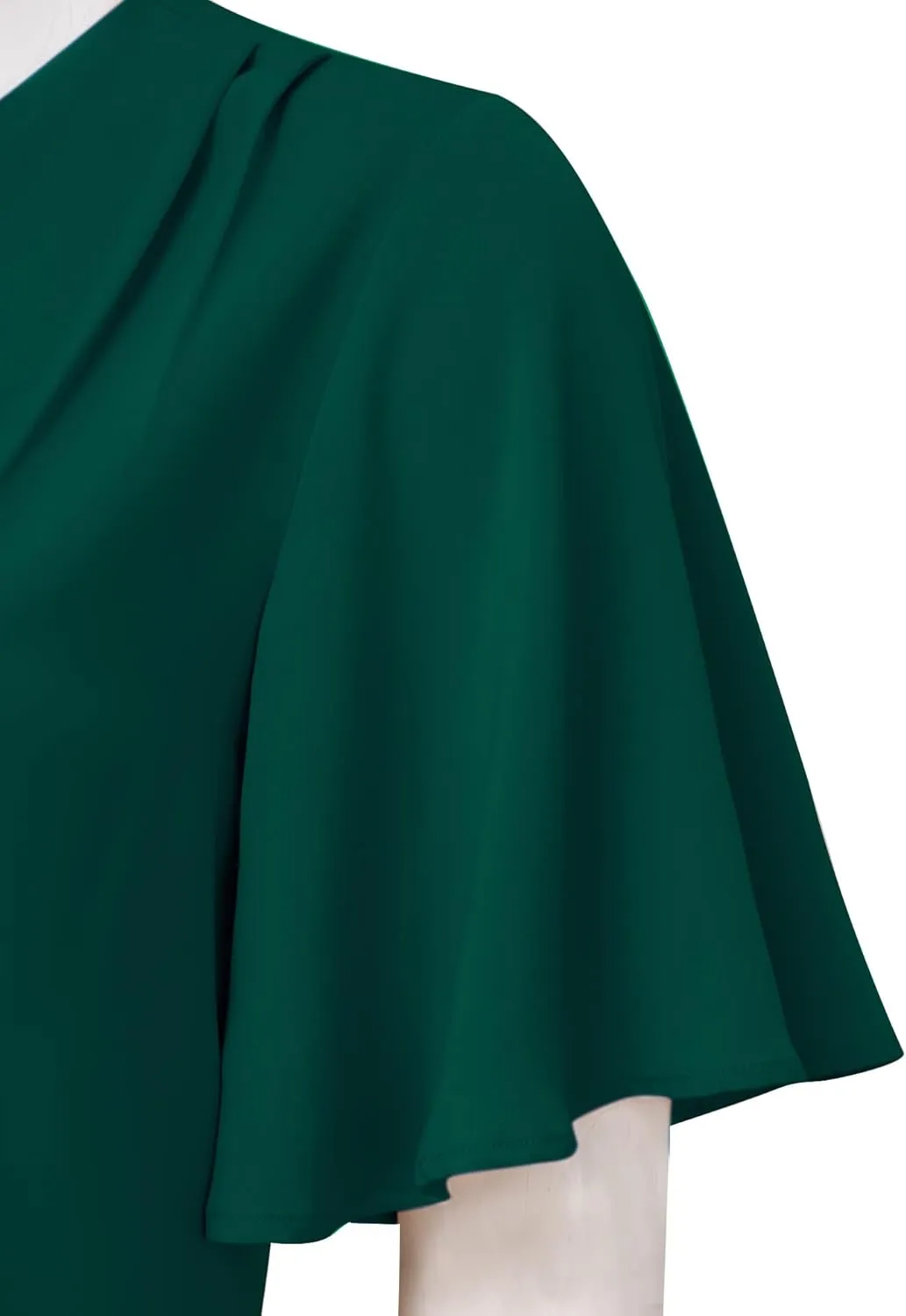 Timeson Women's V Neck Chiffon Blouse Ruffle Sleeve Ladies Work Shirts