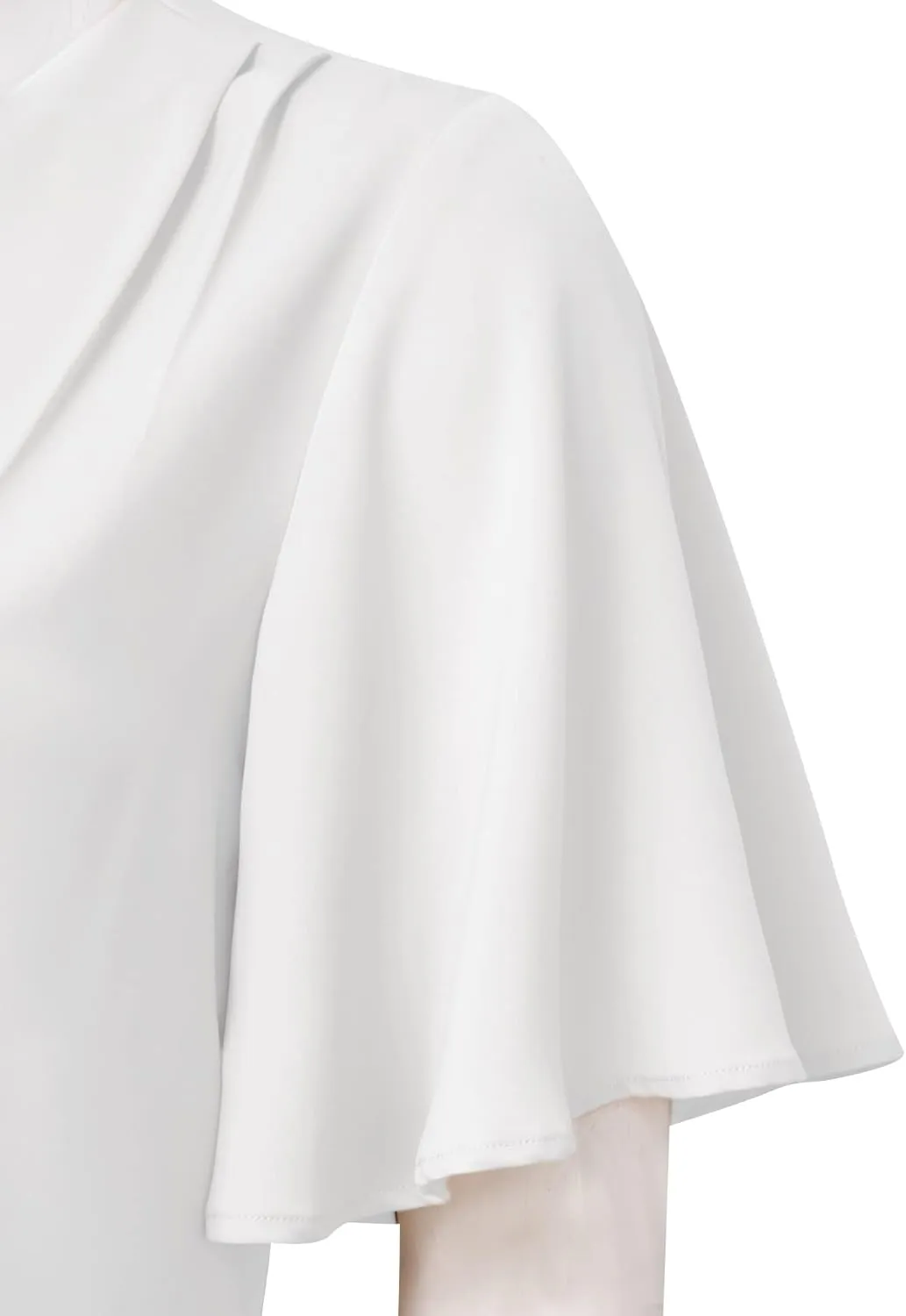 Timeson Women's V Neck Chiffon Blouse Ruffle Sleeve Ladies Work Shirts