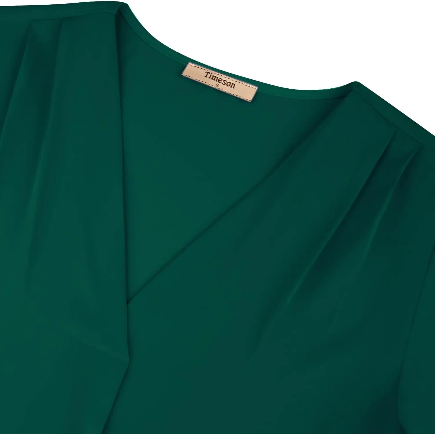 Timeson Women's V Neck Chiffon Blouse Ruffle Sleeve Ladies Work Shirts