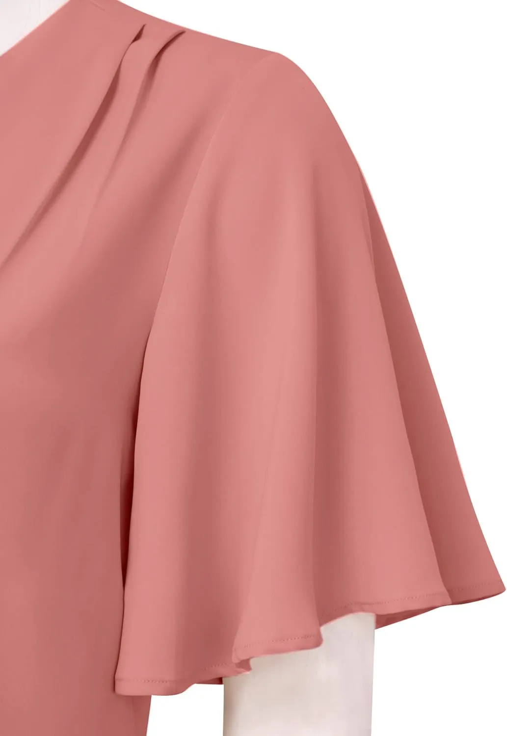 Timeson Women's V Neck Chiffon Blouse Ruffle Sleeve Ladies Work Shirts