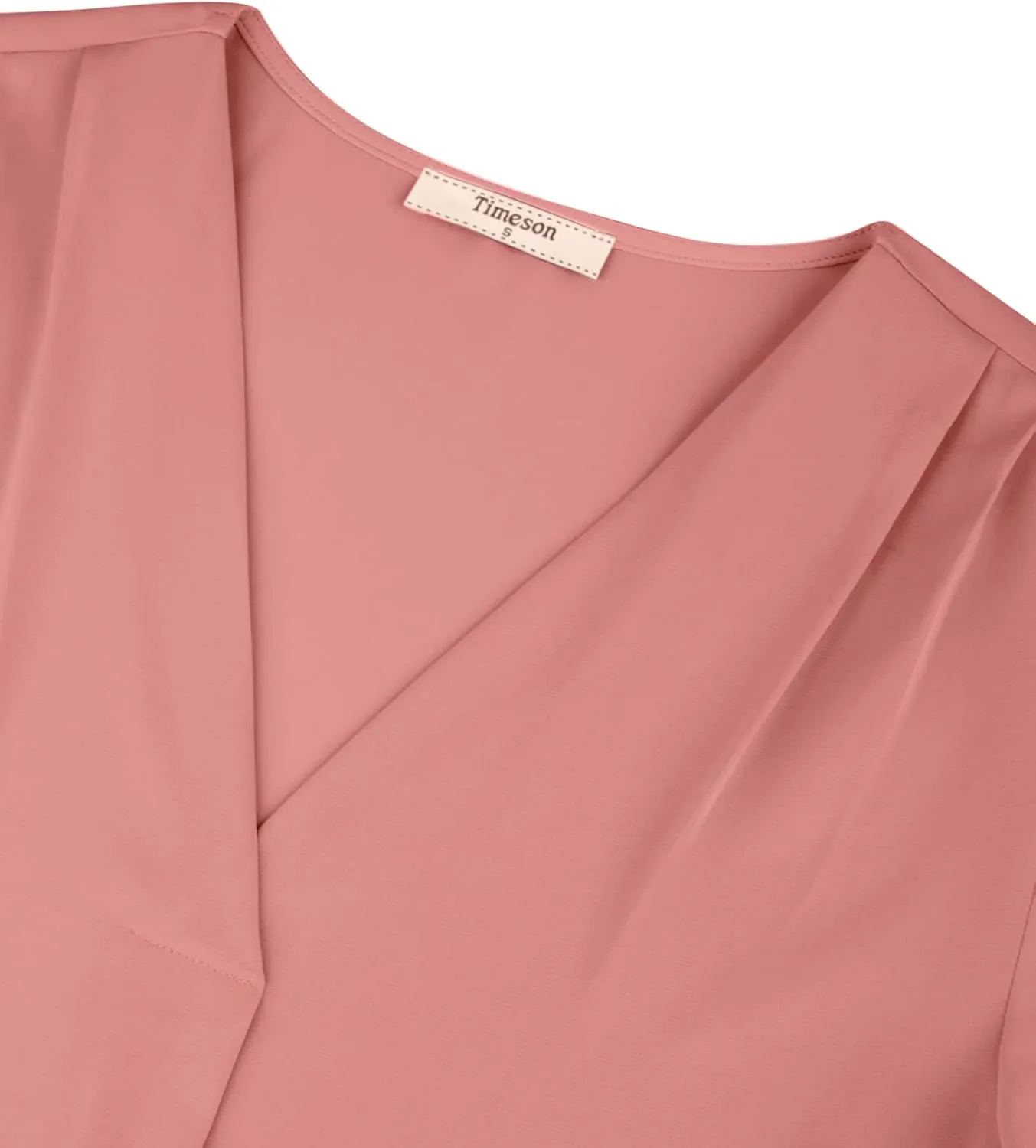 Timeson Women's V Neck Chiffon Blouse Ruffle Sleeve Ladies Work Shirts