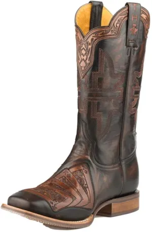 Tin Haul Mens Black Leather 4 Kings Gambling Cowboy Boots