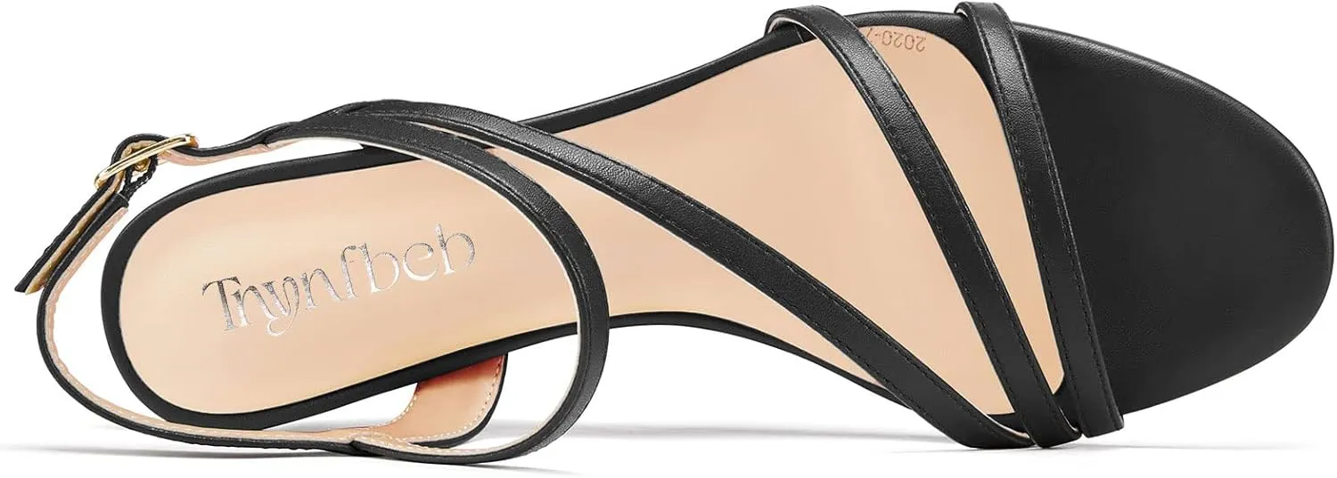 TNYNFBEB Women Low Kitten Heel Peep Open Toe Sandals Ankle Strap Buckle Prom Party Cute Basic Classic 1.4 Inches Heels