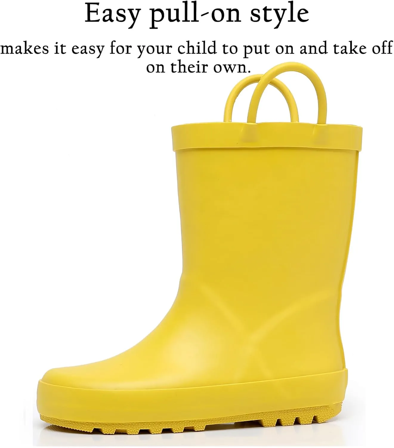 Toddler Rain Boots for Boys and Girls Waterproof Rubber Kids Rain Boots with Easy on Handles All-season