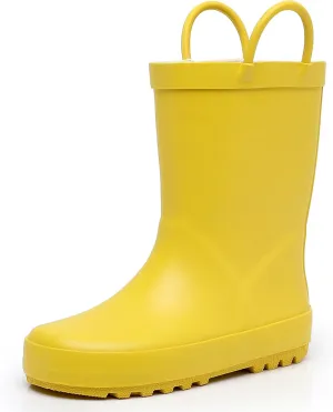 Toddler Rain Boots for Boys and Girls Waterproof Rubber Kids Rain Boots with Easy on Handles All-season