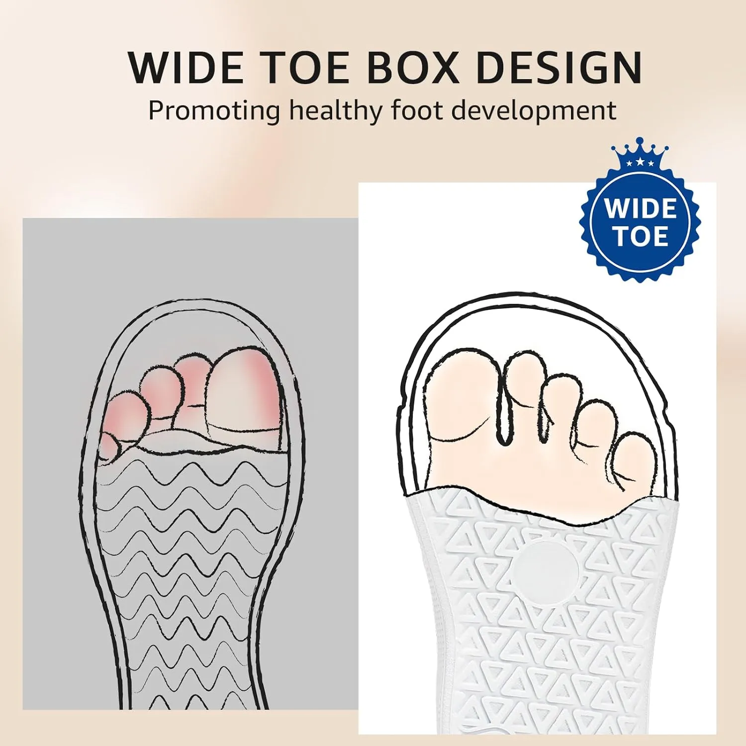 Toddler Wide Toe Box Shoes:Boys Barefoot Shoes Non-Slip Zero Drop Little Girls Slip on Sneakers,Baby First Walking Shoes Outdoor Activities