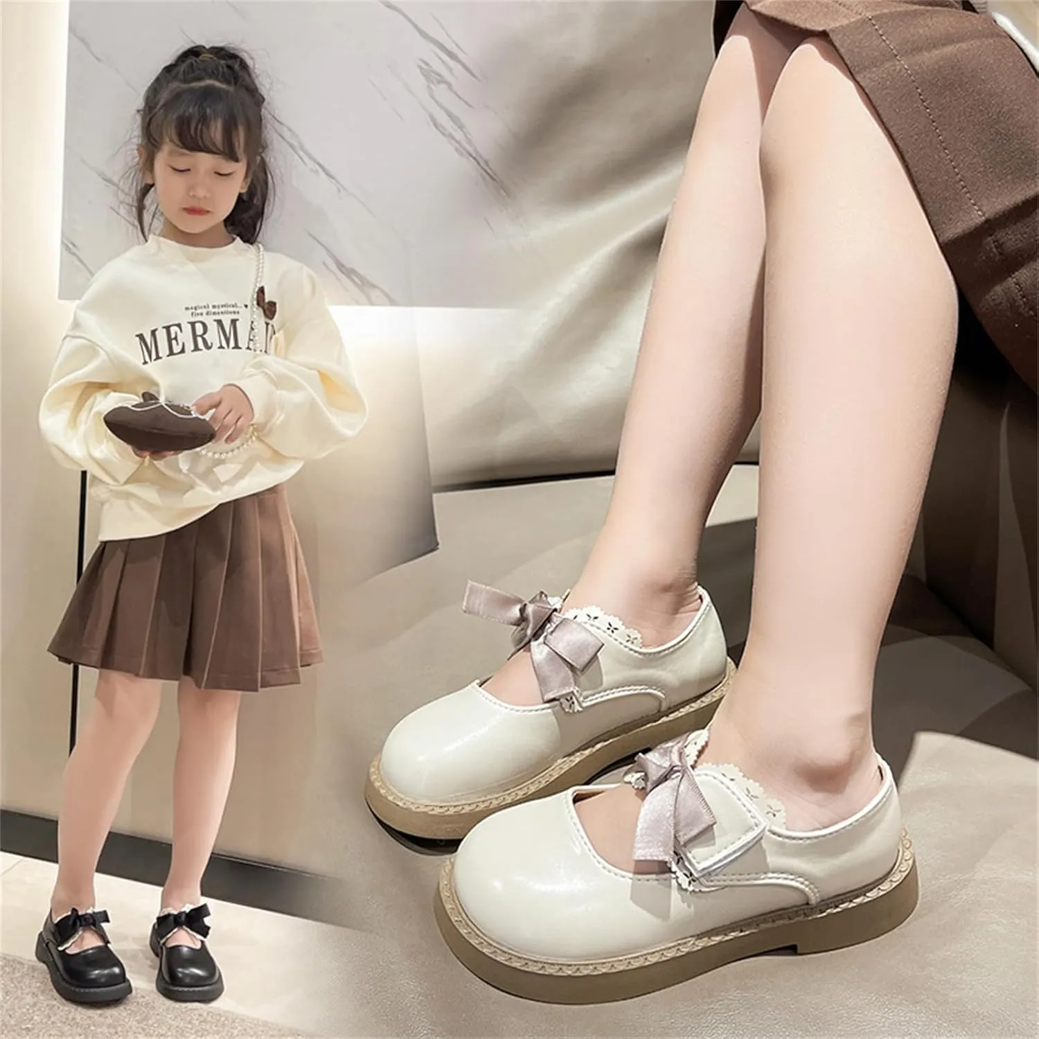 Toddler/Little Girls Mary Jane Dress Shoes Girls Loafers School Uniform Thick Non-Slip Sole Casual Shoe
