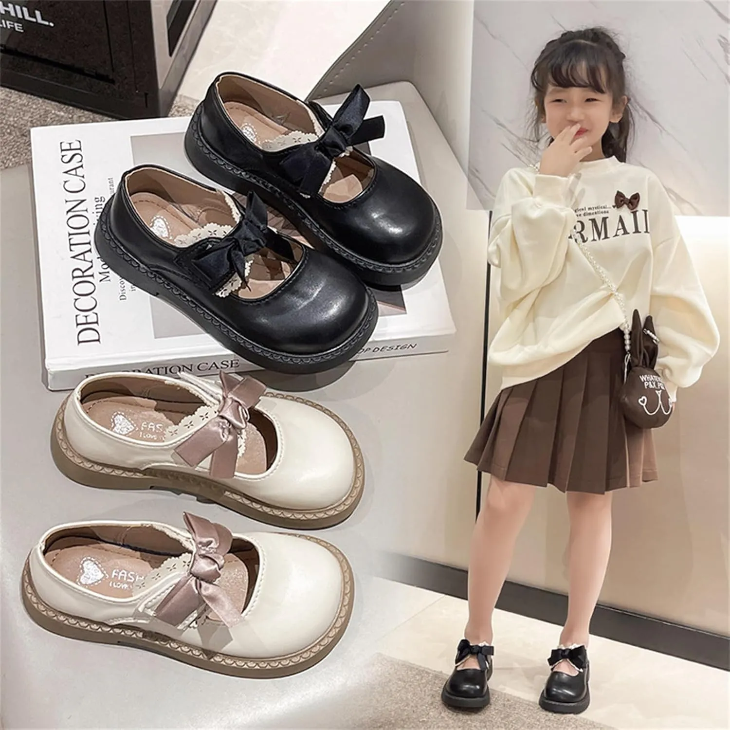 Toddler/Little Girls Mary Jane Dress Shoes Girls Loafers School Uniform Thick Non-Slip Sole Casual Shoe