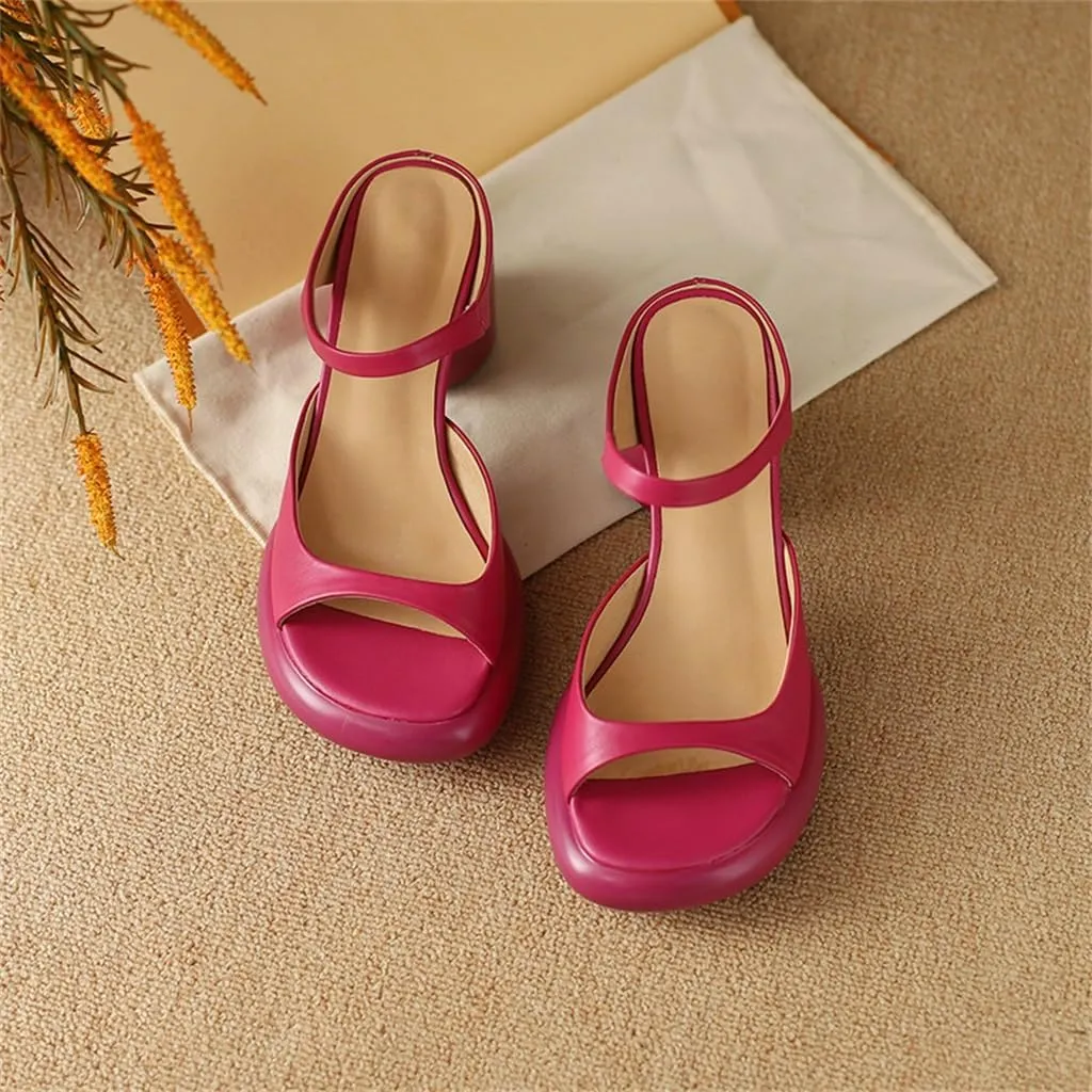 Toe Thick Sole Sandals For Women Wearing Thick Heeled High Heeled Half Slippers In Cowhide