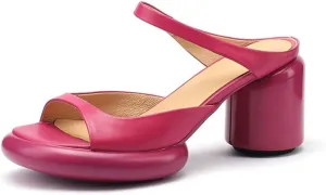 Toe Thick Sole Sandals For Women Wearing Thick Heeled High Heeled Half Slippers In Cowhide