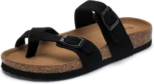 Torotto Boys Girls Sandals with Cork Footbed Adjustable Buckle Casual Flip Flops Sandals Open Toes Flat for Kids Toddler