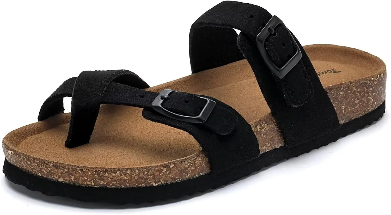 Torotto Boys Girls Sandals with Cork Footbed Adjustable Buckle Casual Flip Flops Sandals Open Toes Flat for Kids Toddler