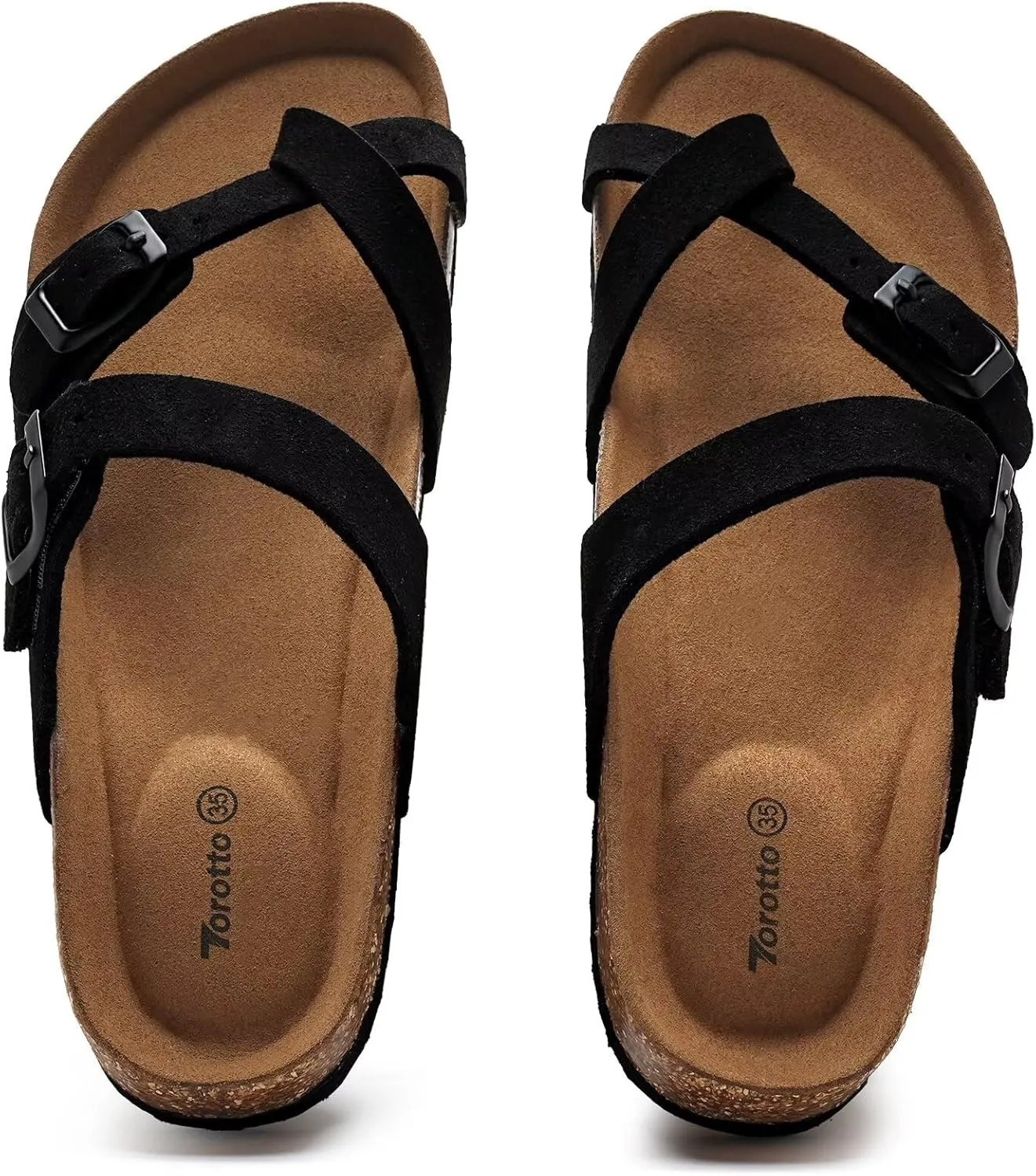 Torotto Boys Girls Sandals with Cork Footbed Adjustable Buckle Casual Flip Flops Sandals Open Toes Flat for Kids Toddler