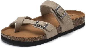Torotto Boys Girls Sandals with Cork Footbed Adjustable Buckle Casual Flip Flops Sandals Open Toes Flat for Kids Toddler