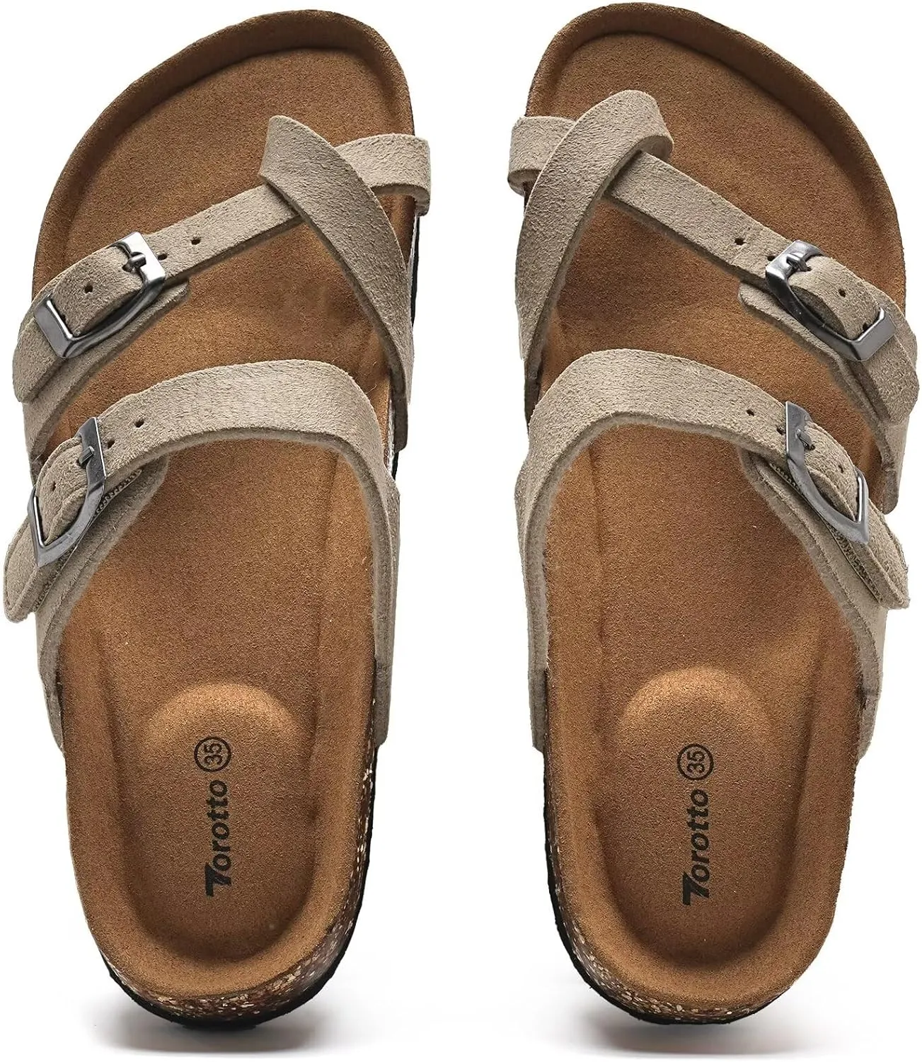 Torotto Boys Girls Sandals with Cork Footbed Adjustable Buckle Casual Flip Flops Sandals Open Toes Flat for Kids Toddler