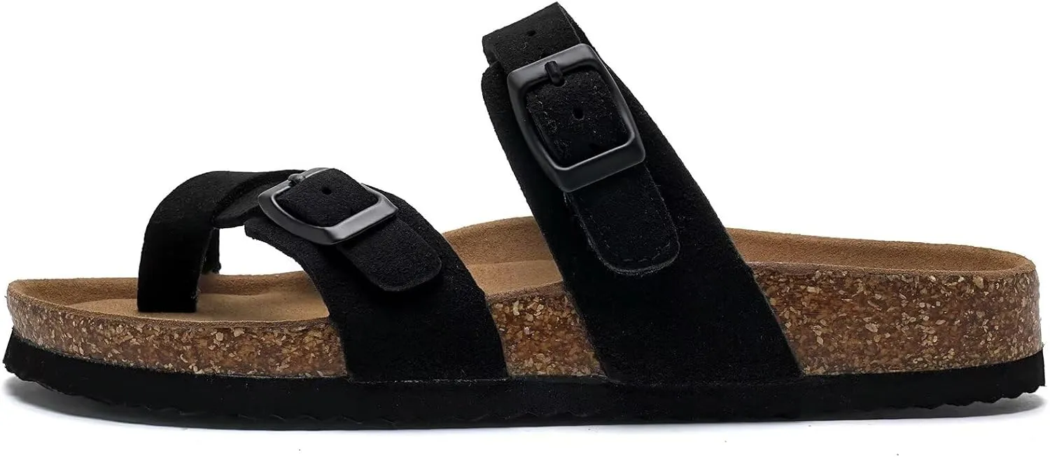 Torotto Boys Girls Sandals with Cork Footbed Adjustable Buckle Casual Flip Flops Sandals Open Toes Flat for Kids Toddler
