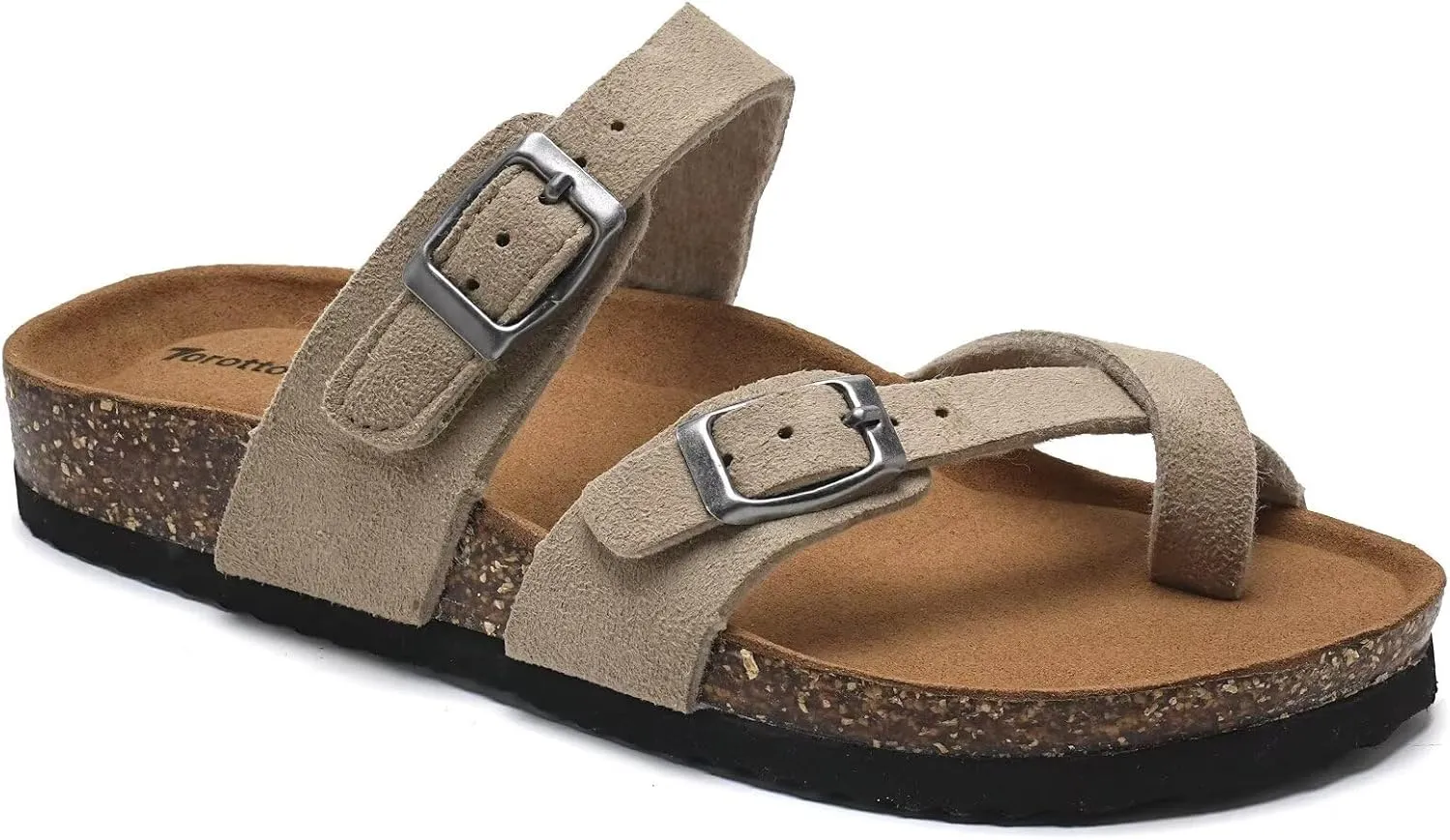 Torotto Boys Girls Sandals with Cork Footbed Adjustable Buckle Casual Flip Flops Sandals Open Toes Flat for Kids Toddler