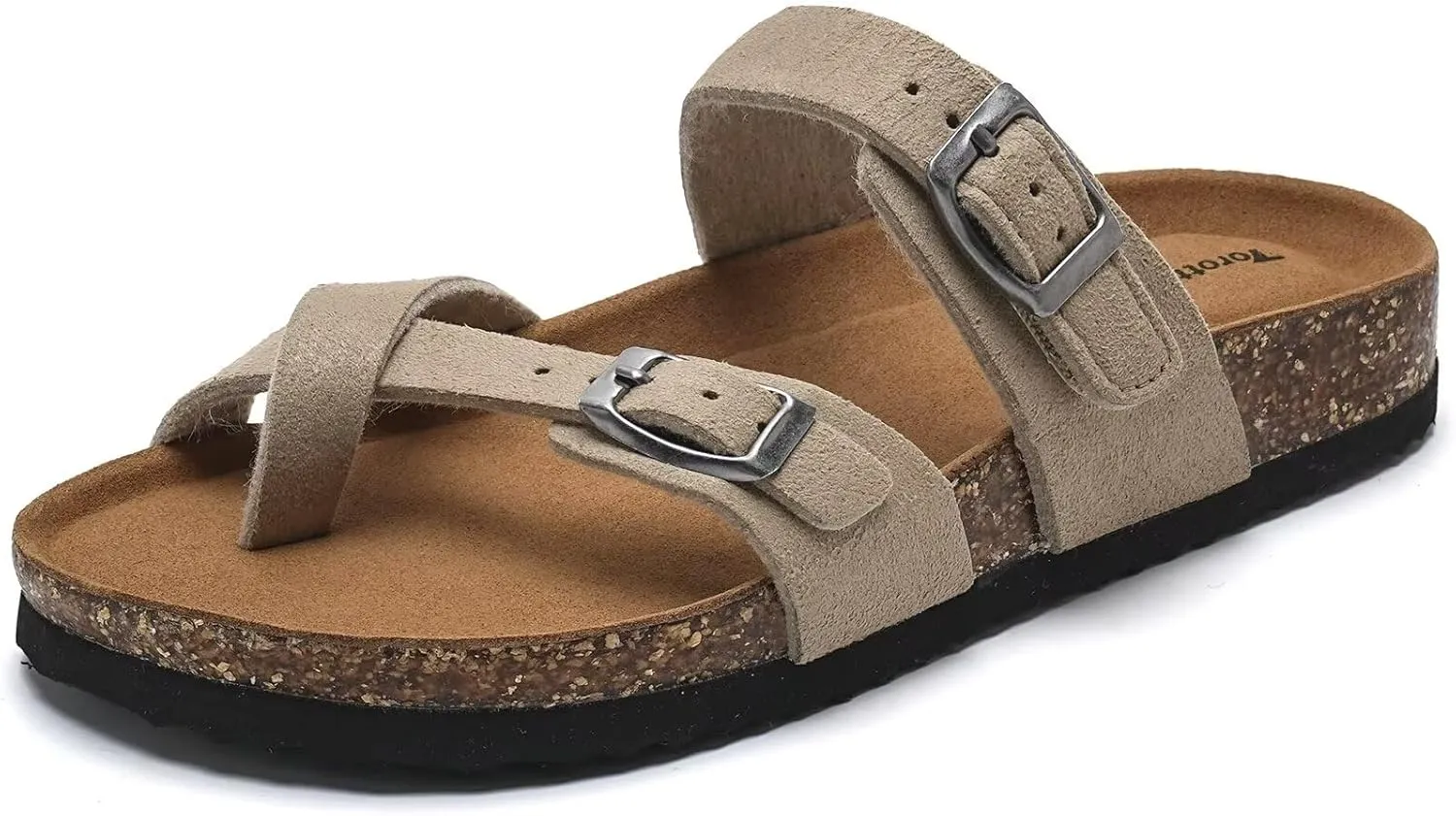 Torotto Boys Girls Sandals with Cork Footbed Adjustable Buckle Casual Flip Flops Sandals Open Toes Flat for Kids Toddler