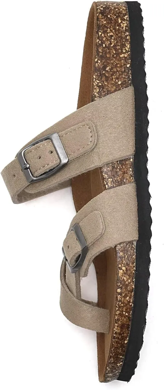 Torotto Boys Girls Sandals with Cork Footbed Adjustable Buckle Casual Flip Flops Sandals Open Toes Flat for Kids Toddler