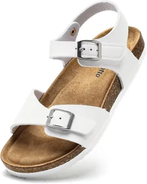 Torotto Girls Boys Sandals with Cork Footbed Adjustable Buckle Casual Slides Sandals Open Toes Flat for Kids Toddler