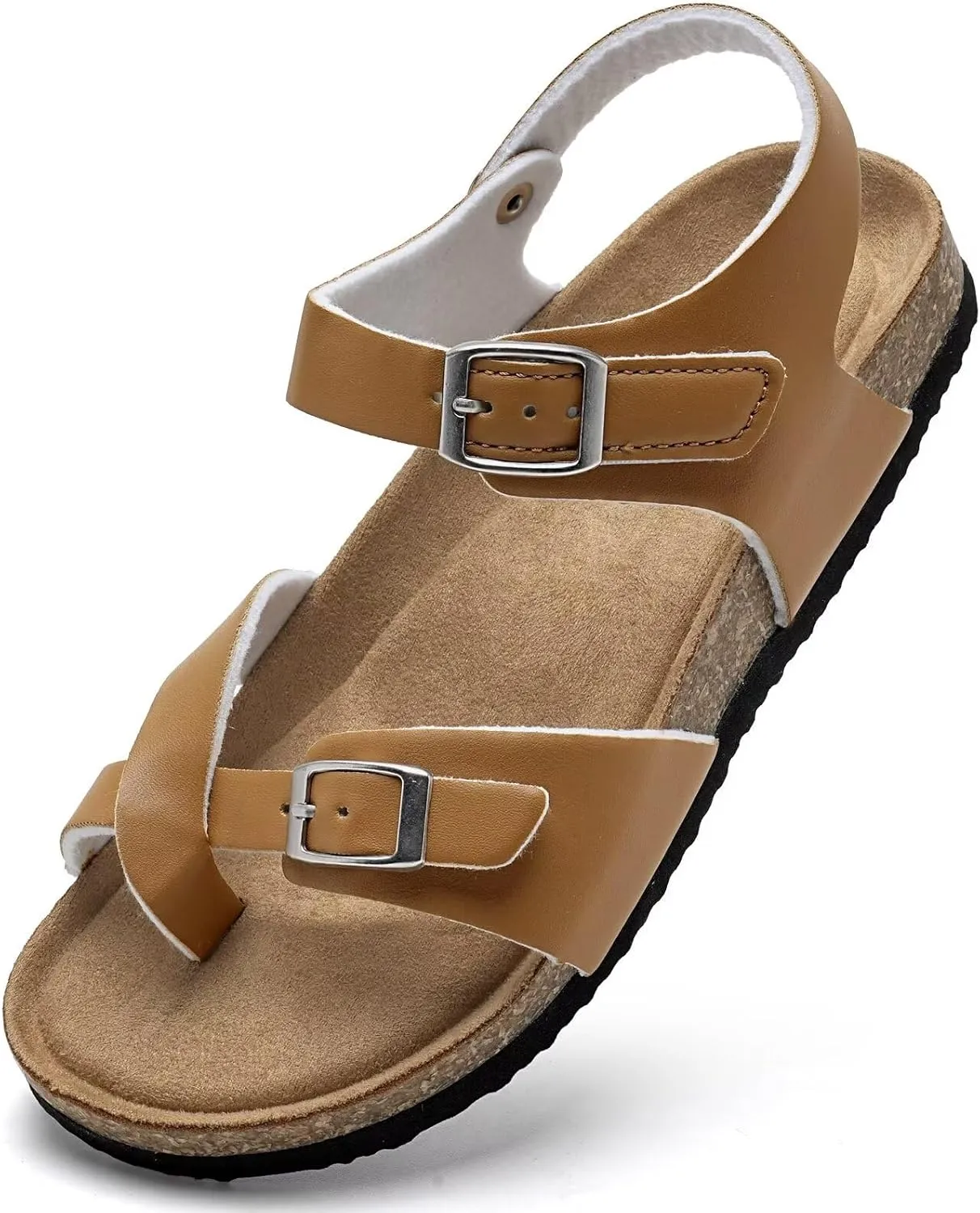 Torotto Girls Boys Sandals with Cork Footbed Adjustable Buckle Summer Slides Flip Flops Open Toes Flat for Kids Toddler