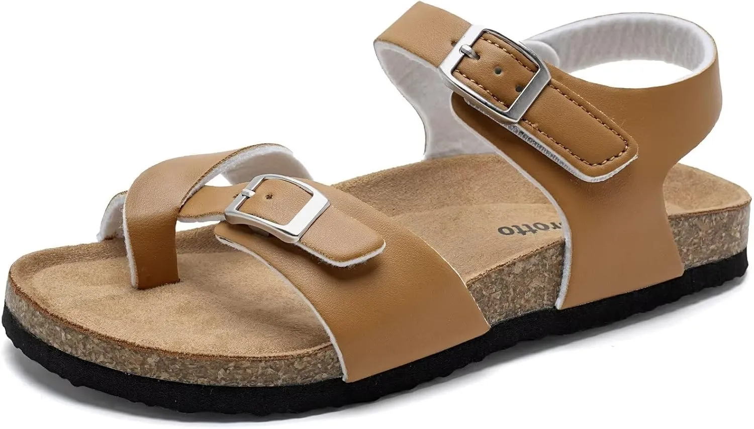 Torotto Girls Boys Sandals with Cork Footbed Adjustable Buckle Summer Slides Flip Flops Open Toes Flat for Kids Toddler
