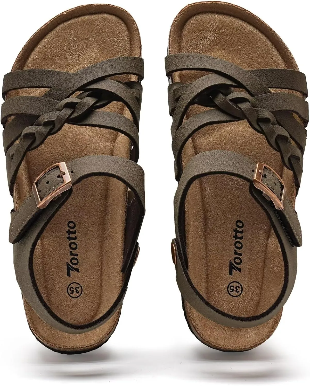 Torotto Girls Sandals with Cork Footbed Adjustable Buckle Casual Slides Sandals Open Toes Flat for Kids Toddler