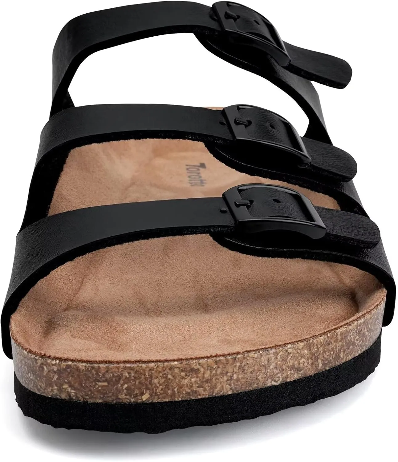 Torotto Mens Slides with Cork Footbed Open Toe Adjustable Webbing Flat Sandals for Walking | Beach | Indoor