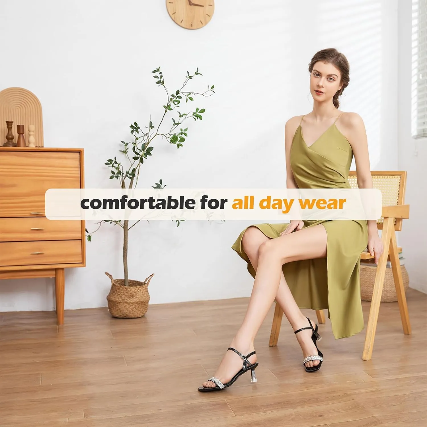 Trakxy Rhinestone Open Toe Sandals Transparent Gradient Kitten Heels for Wedding Pumps Formal Comfortable Shoes for Bridal Wedding Guest Dress Prom