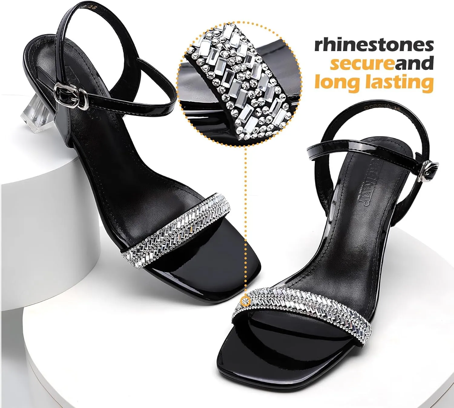 Trakxy Rhinestone Open Toe Sandals Transparent Gradient Kitten Heels for Wedding Pumps Formal Comfortable Shoes for Bridal Wedding Guest Dress Prom