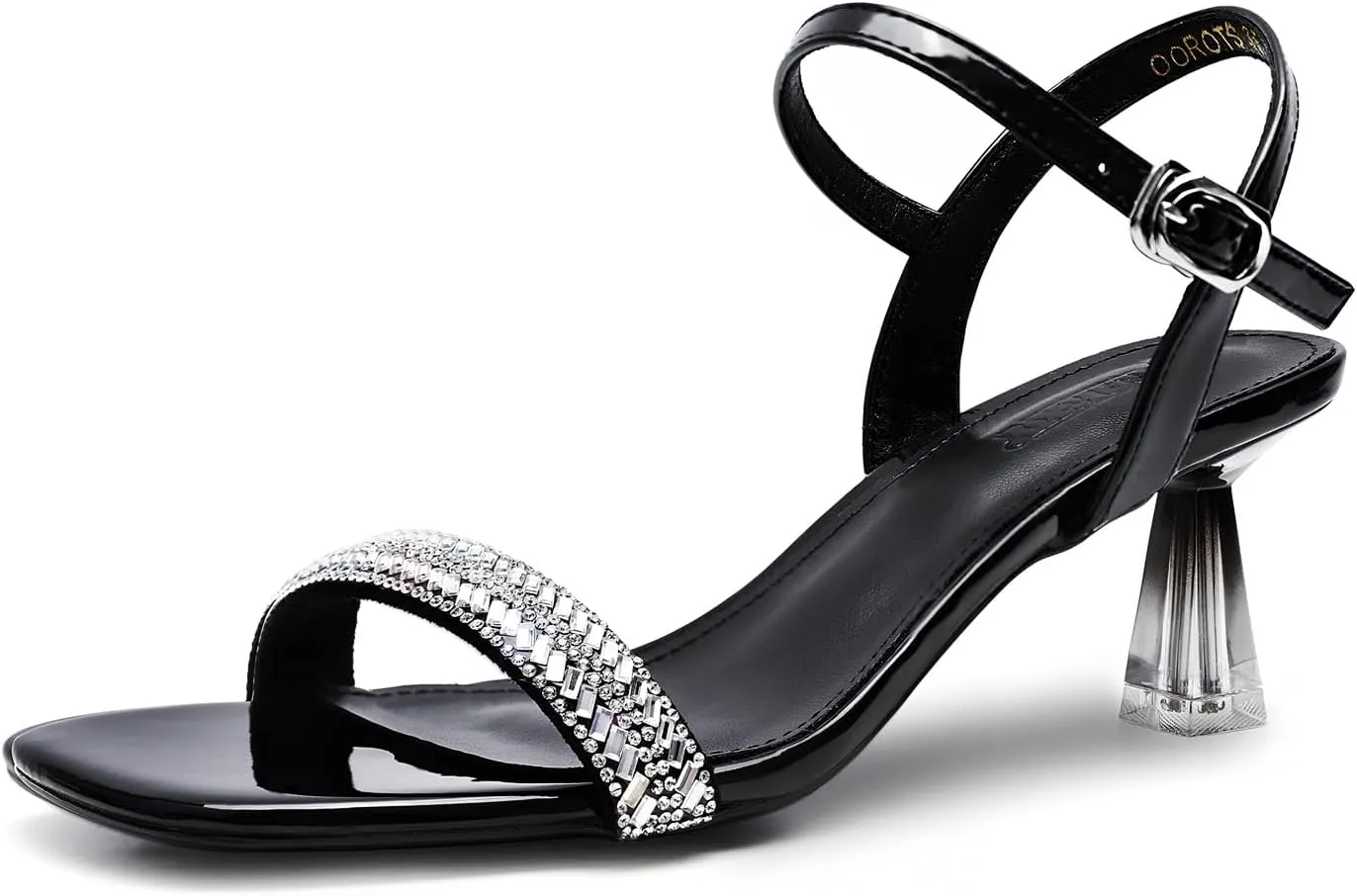 Trakxy Rhinestone Open Toe Sandals Transparent Gradient Kitten Heels for Wedding Pumps Formal Comfortable Shoes for Bridal Wedding Guest Dress Prom