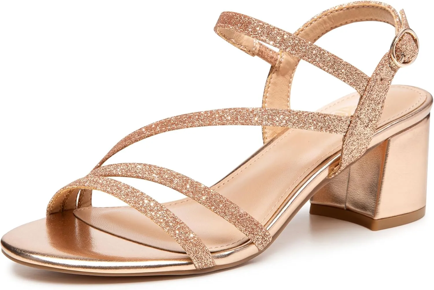 Trary Strappy Heels for Women, Sandals Women Dressy, 2.16 inch Low Block Heels for Women