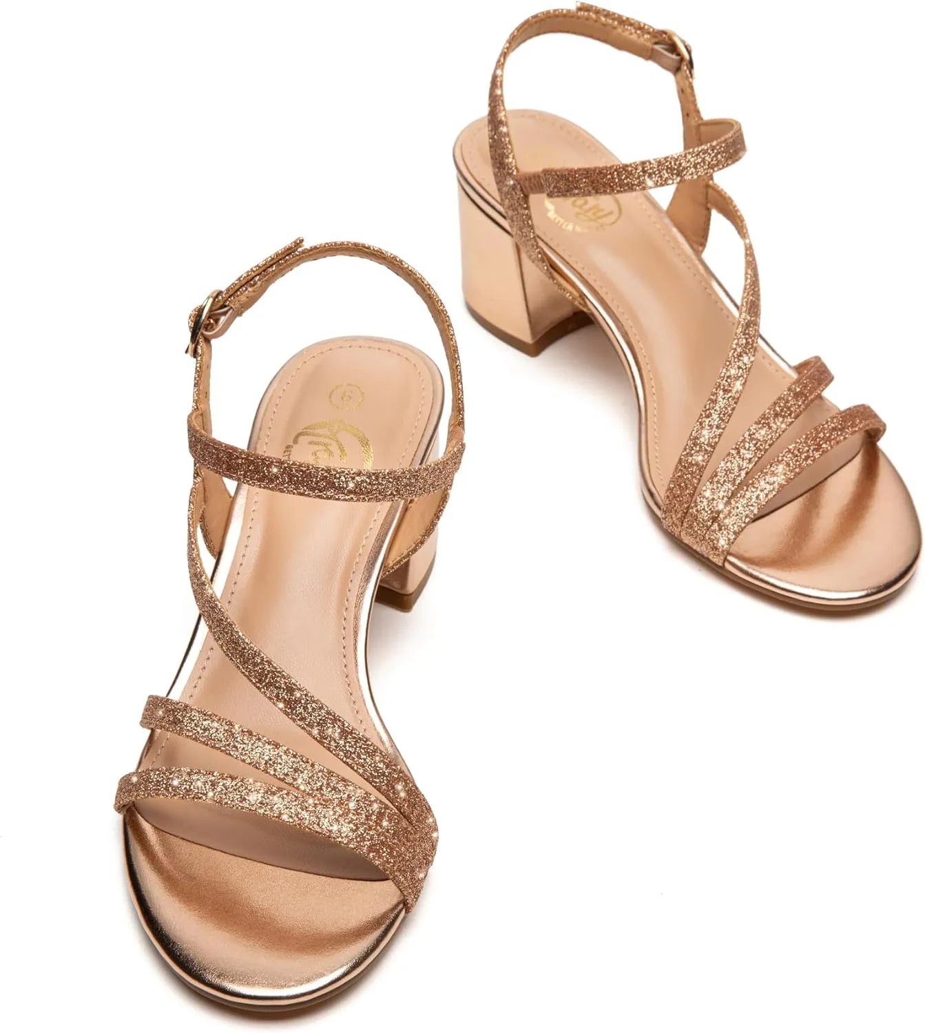 Trary Strappy Heels for Women, Sandals Women Dressy, 2.16 inch Low Block Heels for Women
