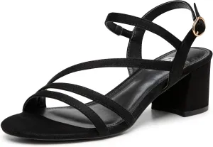 Trary Strappy Heels for Women, Sandals Women Dressy, 2.16 inch Low Block Heels for Women