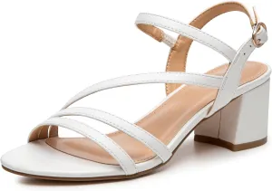 Trary Strappy Heels for Women, Sandals Women Dressy, 2.16 inch Low Block Heels for Women