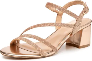 Trary Strappy Heels for Women, Sandals Women Dressy, 2.16 inch Low Block Heels for Women