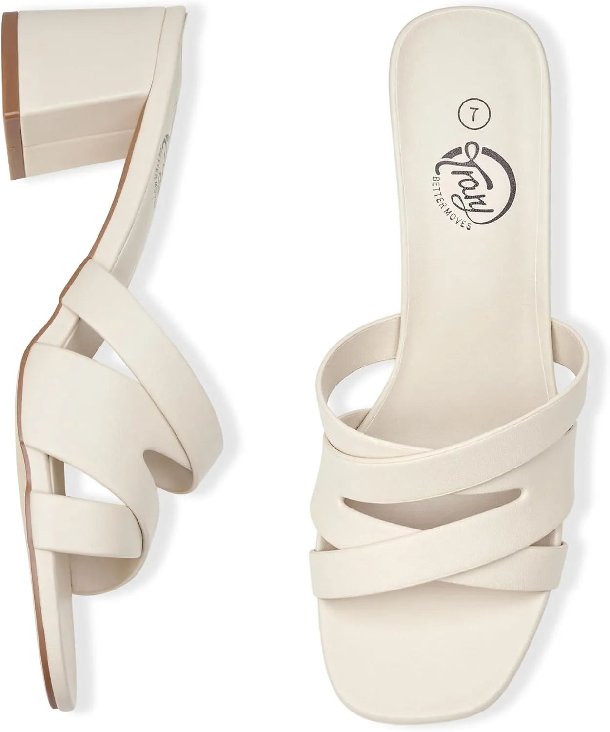 Trary Women's Sandals, Square Toe Heels Sandals, 2inch Black White Nude Chunky Block Heels Sandals