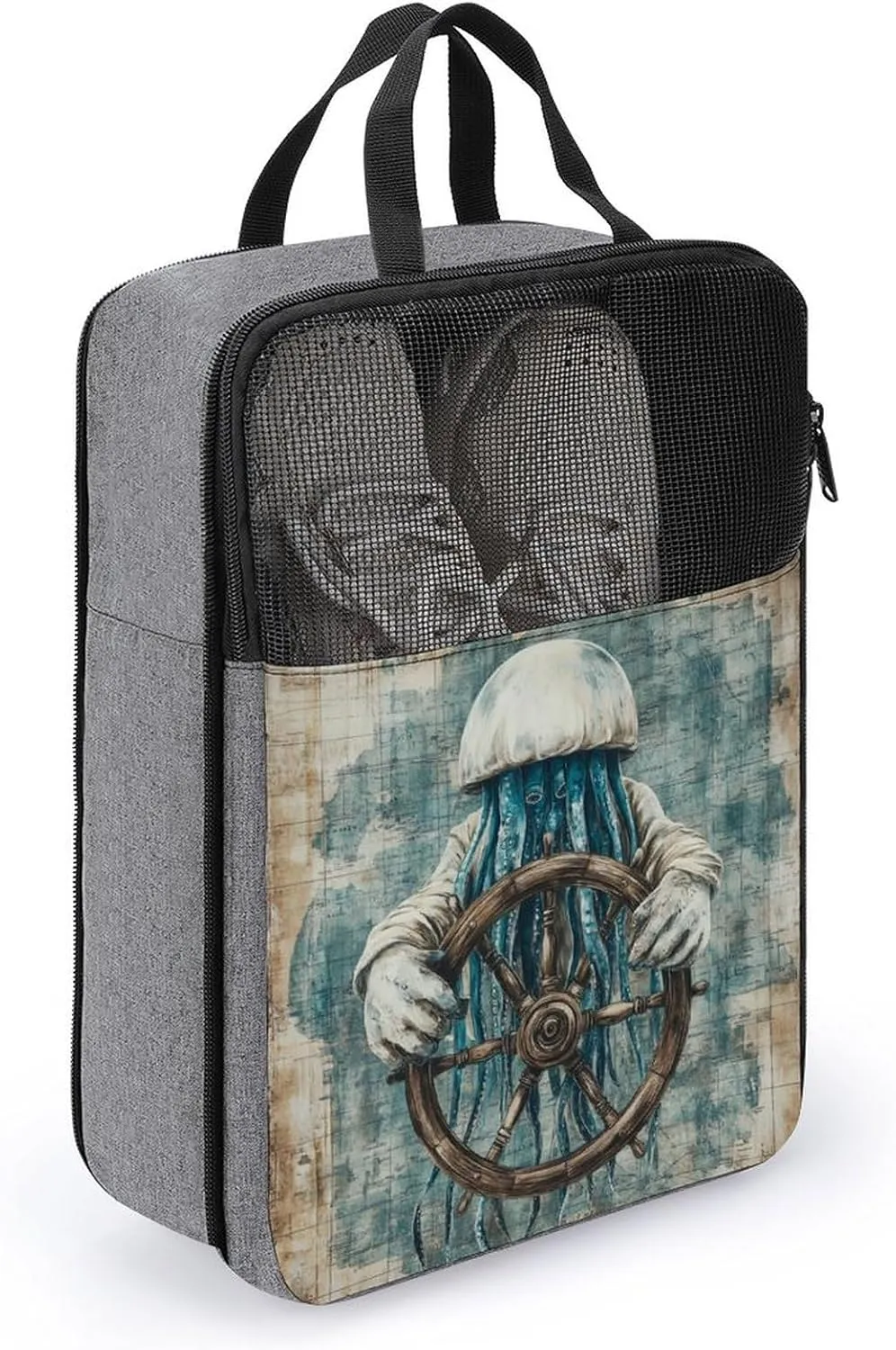 Travel Shoe Bags Waterproof Portable Shoe Storage Pouch with Dual Zipper Handles Waterproof Breathable Durable Mesh Desig Travel Shoe Case Organizer for Travel And Home Use Shoe Bag Nautical Navigator