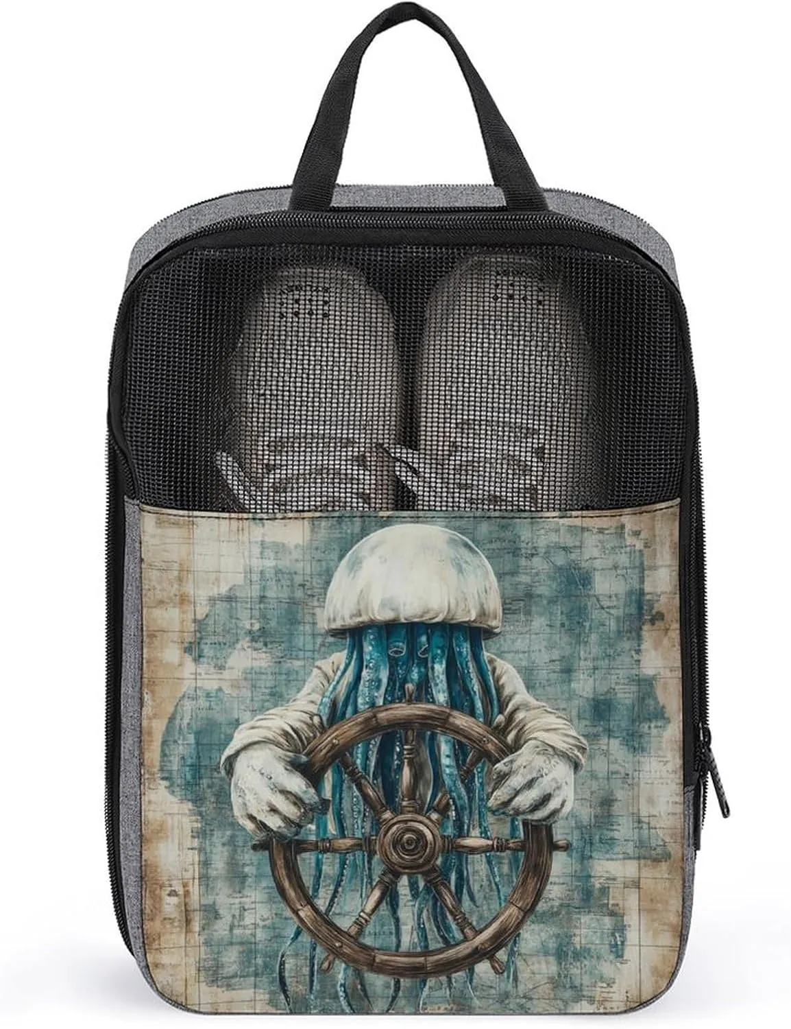 Travel Shoe Bags Waterproof Portable Shoe Storage Pouch with Dual Zipper Handles Waterproof Breathable Durable Mesh Desig Travel Shoe Case Organizer for Travel And Home Use Shoe Bag Nautical Navigator
