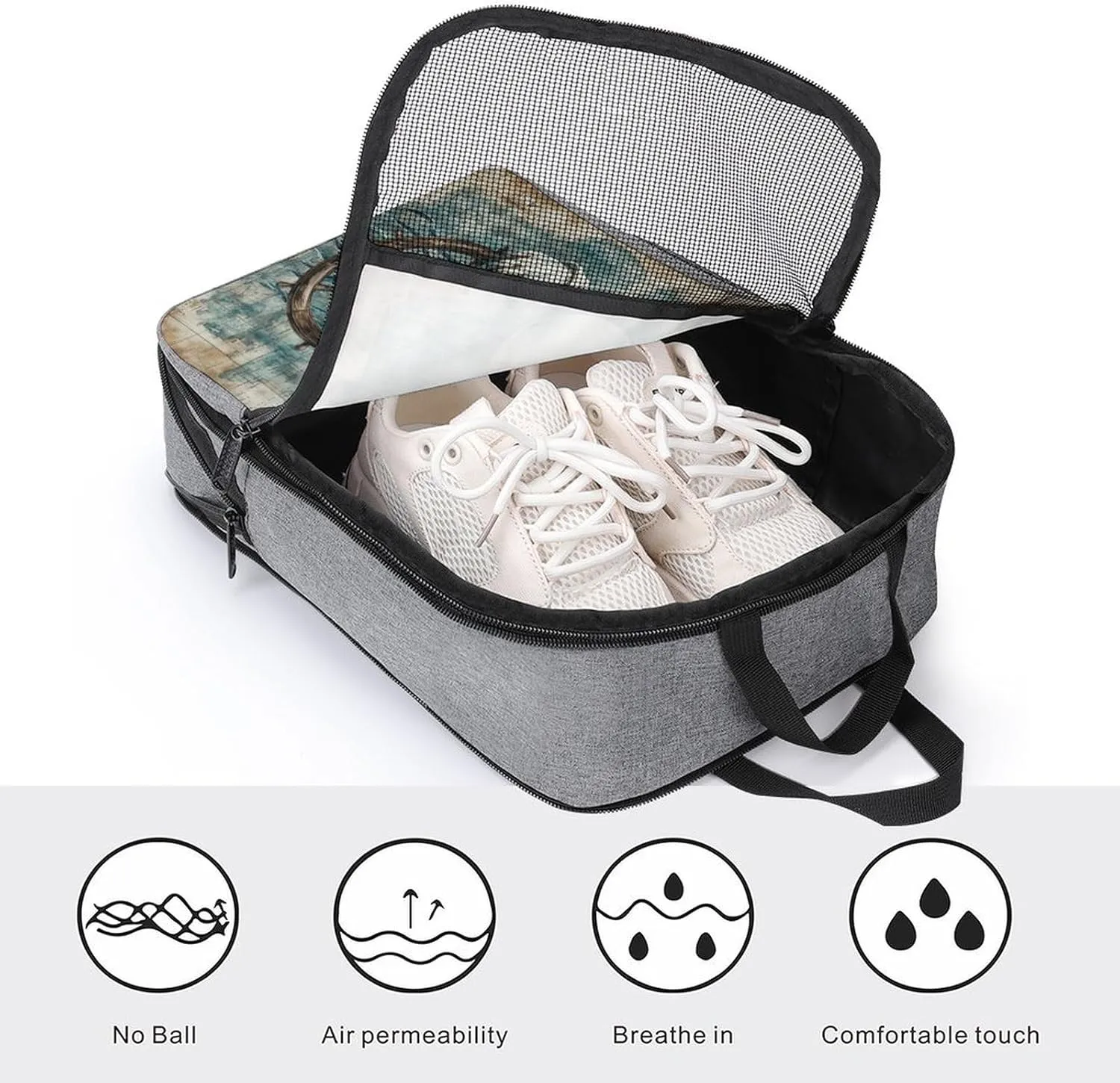 Travel Shoe Bags Waterproof Portable Shoe Storage Pouch with Dual Zipper Handles Waterproof Breathable Durable Mesh Desig Travel Shoe Case Organizer for Travel And Home Use Shoe Bag Nautical Navigator