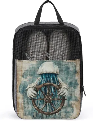 Travel Shoe Bags Waterproof Portable Shoe Storage Pouch with Dual Zipper Handles Waterproof Breathable Durable Mesh Desig Travel Shoe Case Organizer for Travel And Home Use Shoe Bag Nautical Navigator