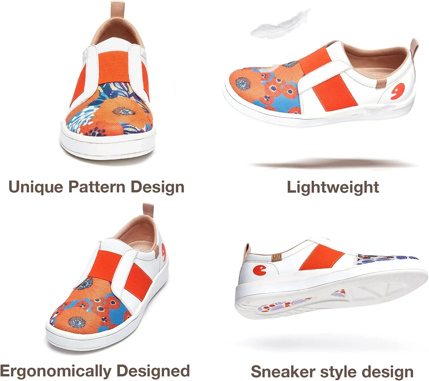 UIN Women's Fashion Sneakers Lightweight Walking Casual Slip Ons Art Painted Athletic Travel Skate Shoes Las Ramblas