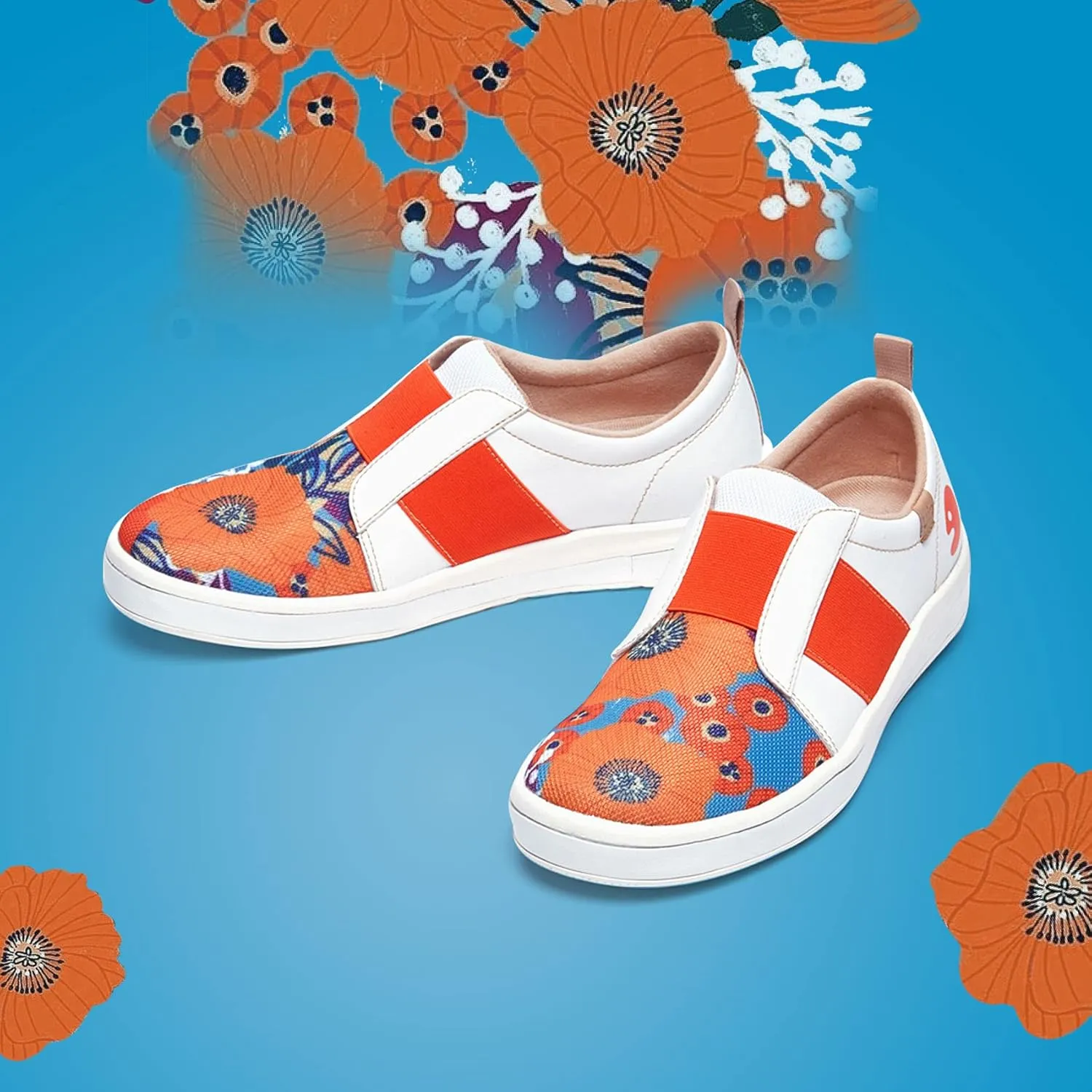 UIN Women's Fashion Sneakers Lightweight Walking Casual Slip Ons Art Painted Athletic Travel Skate Shoes Las Ramblas