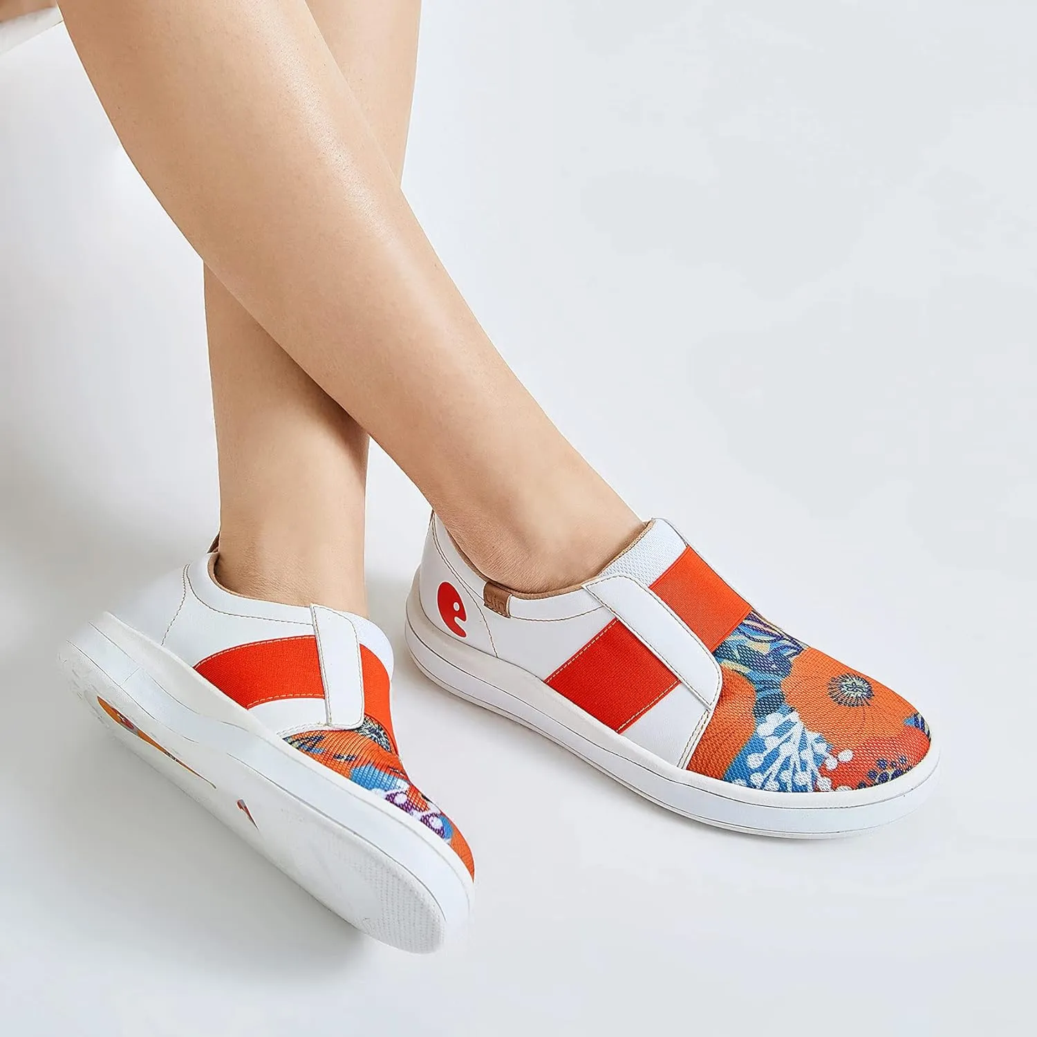 UIN Women's Fashion Sneakers Lightweight Walking Casual Slip Ons Art Painted Athletic Travel Skate Shoes Las Ramblas