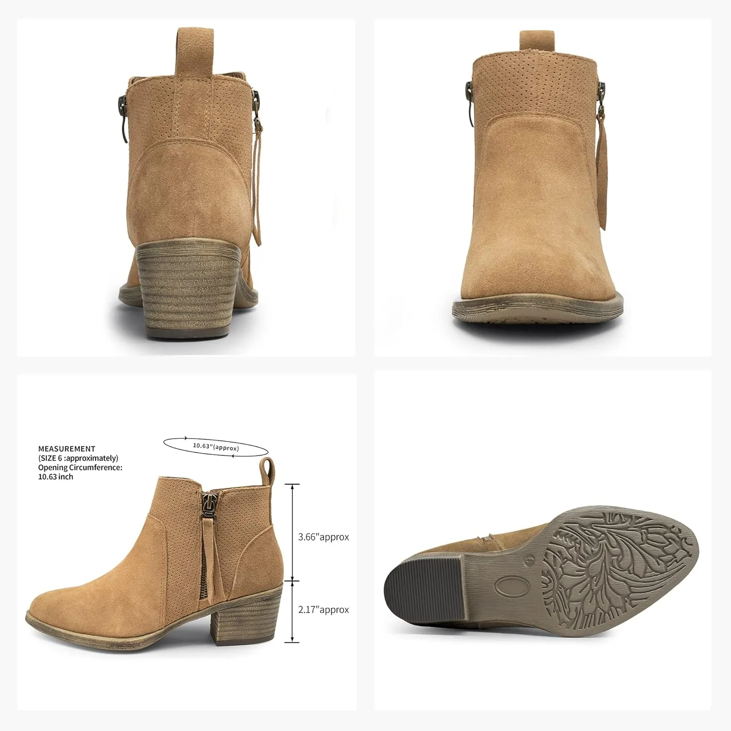 Vepose Women's 9001 Suede Leather Ankle Boots, Dressy Short Booties with Inner Zipper for Lady