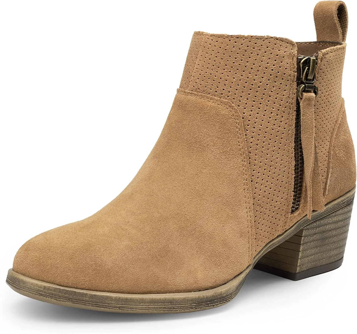 Vepose Women's 9001 Suede Leather Ankle Boots, Dressy Short Booties with Inner Zipper for Lady