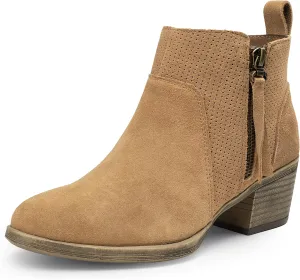 Vepose Women's 9001 Suede Leather Ankle Boots, Dressy Short Booties with Inner Zipper for Lady