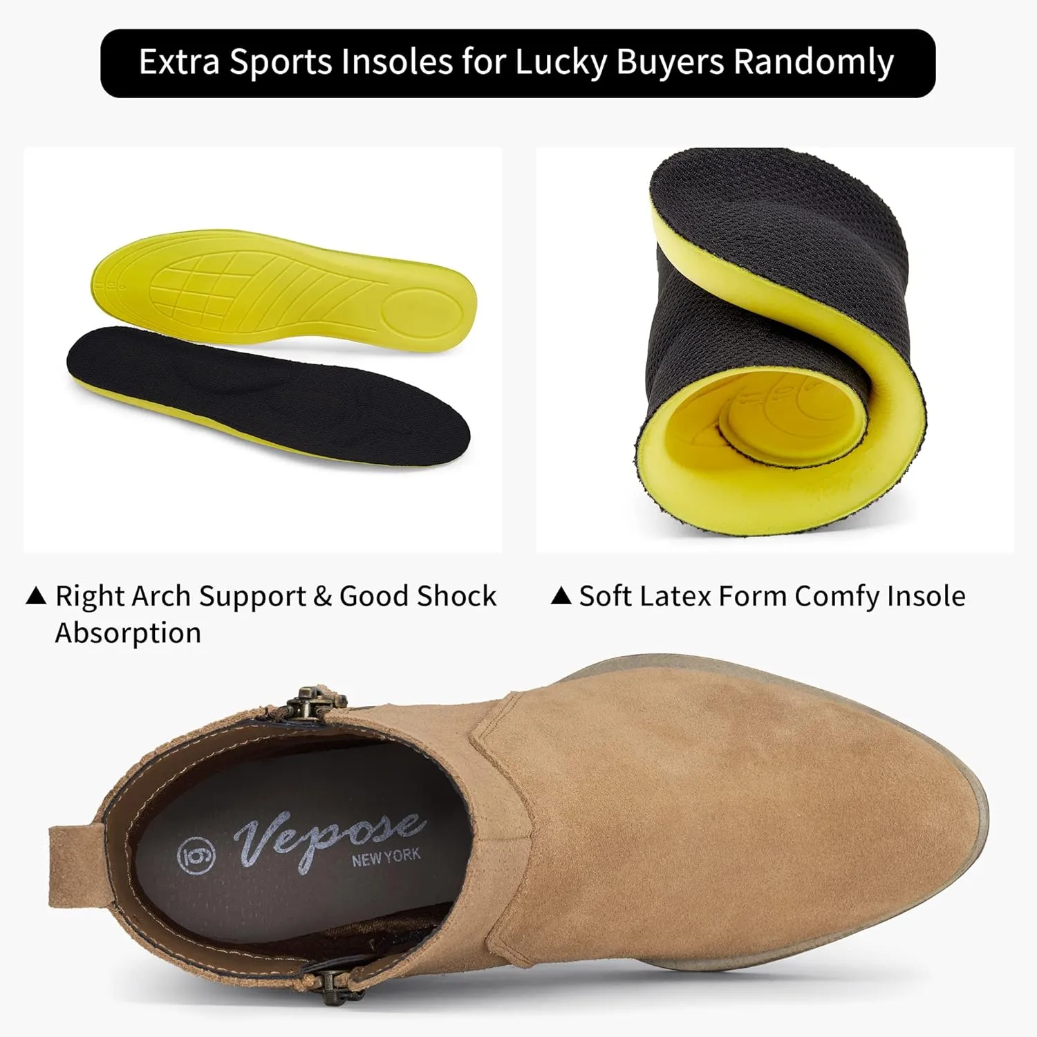 Vepose Women's 9001 Suede Leather Ankle Boots, Dressy Short Booties with Inner Zipper for Lady