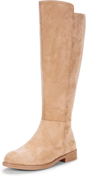 Vepose Women's 9662 Knee High Boots, Casual Tall Riding Boots Low Flat Heel, Wide Calf and Inner Zipper.